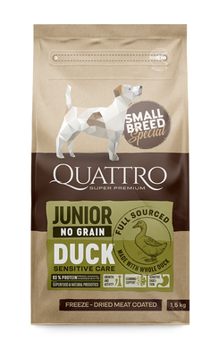 Корм для цуценят юніорів маленьких порід Quattro Junior Duck Small Breed 1,5 кг